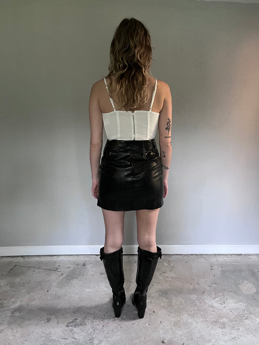 Faux Croc Mini Skirt