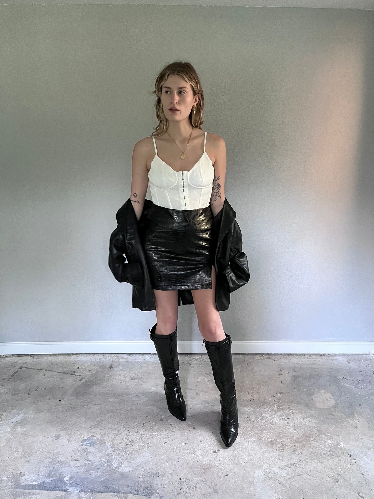 Faux Croc Mini Skirt