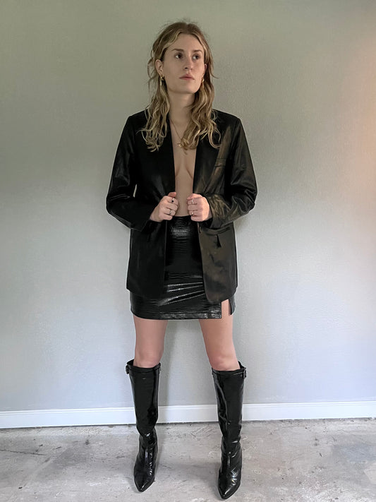 Davina Oversized Leather Blazer