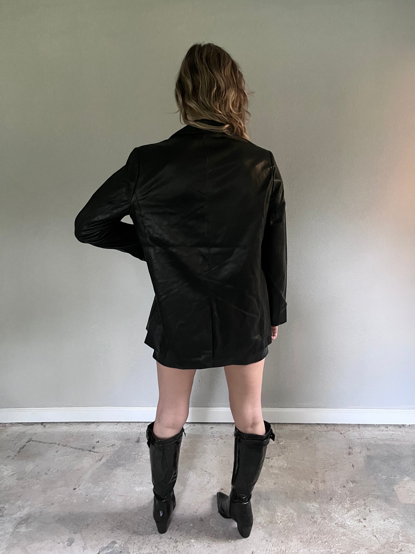 Davina Oversized Leather Blazer