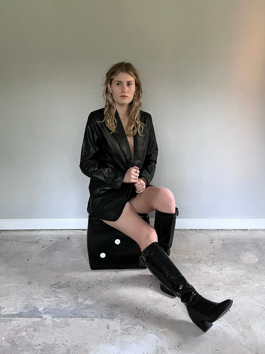Davina Oversized Leather Blazer