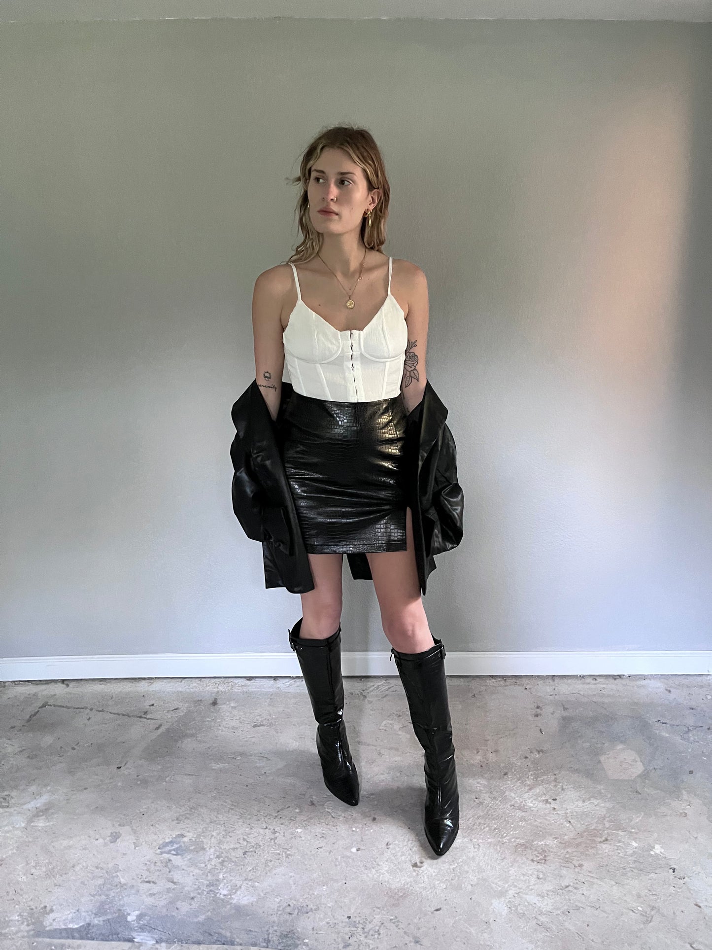 Faux Croc Mini Skirt